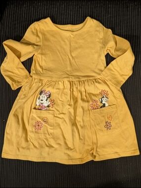 Disney Yellow Minnie Mouse Pocket Dress with Floral Accents